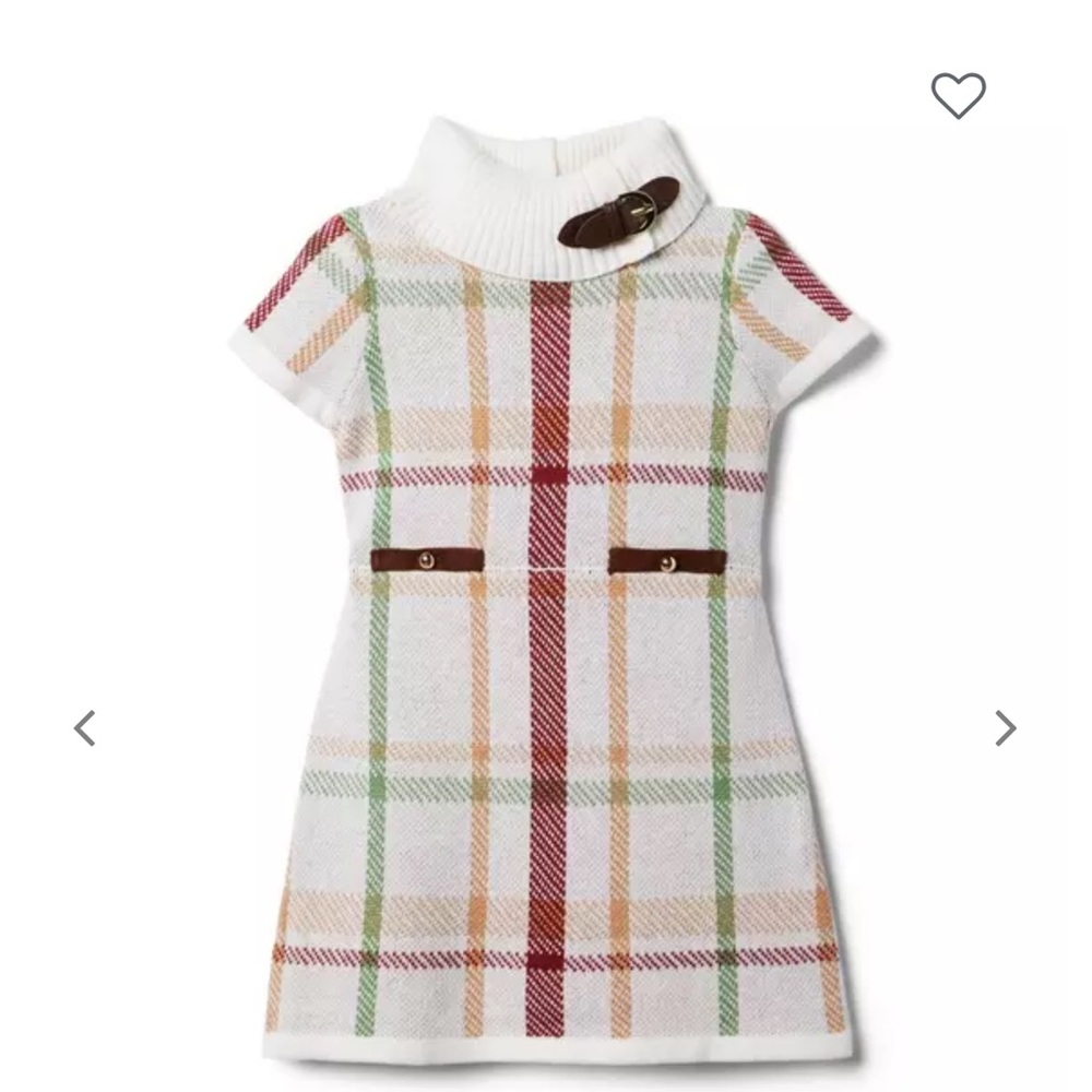 Janie and Jack Plaid Turtleneck Dress - White, Red, Green, Brown